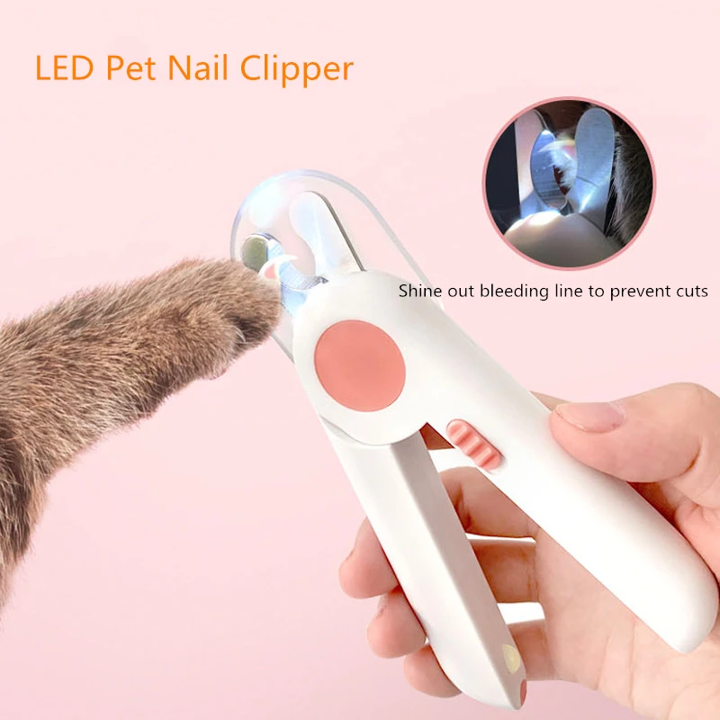 

LED Pet Dog Nail Clipper Bezel Design Cat Clipper Cut-proof Nail Clipper Cutter Stainless Steel Grooming Scissors Clippers Claw
