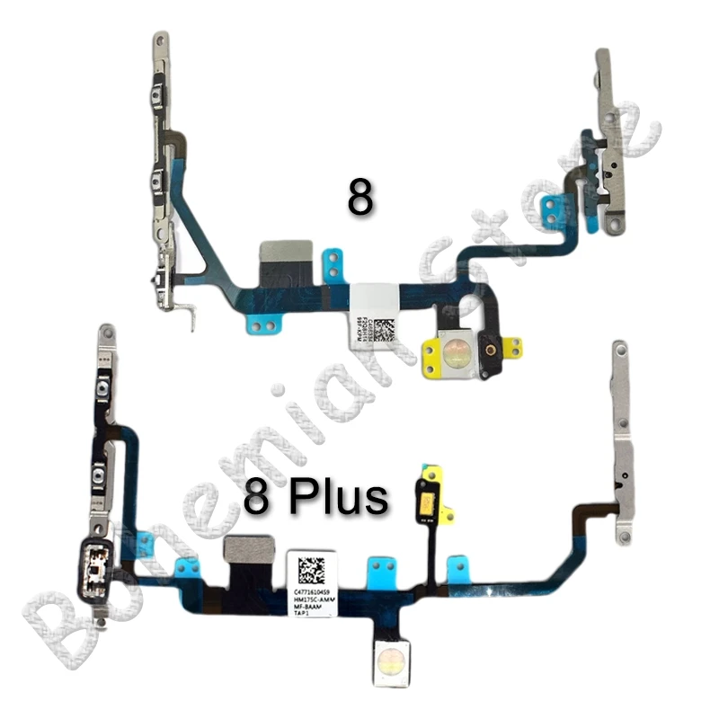 Шлейф питания для iPhone 6, 6s, 7, 8 Plus, 5C, 5, 5S, SE, 7G, 8G, 6G, кнопка отключения звука и Кнопки громкости, гибкий кабель питания с металлическими деталями