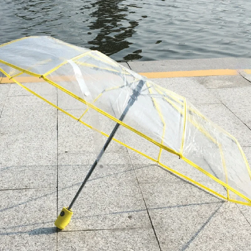 Automatic Transparent Paraguas Folding Umbrella Rain Women Men Sun Rain Auto Paraguas Compact Windproof Style Clear Umbrella