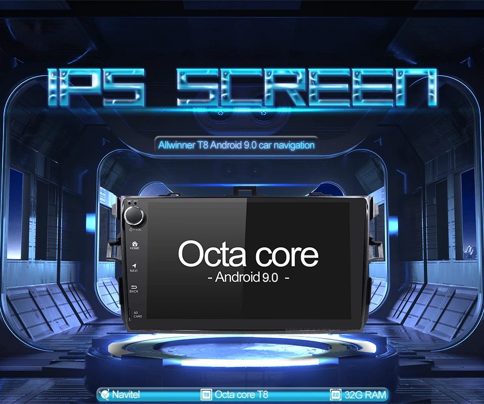 Clearance Android 9.0 car dvd player for Toyota Corolla Eight Core 9 inch 1024*600 screen car radio stereo gps navigation video player 0