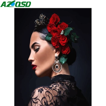 

AZQSD Adult Coloring By Numbers Girl DIY Unframe Oil Painting By Numbers Portrait Picture For Living Room Home Decoration