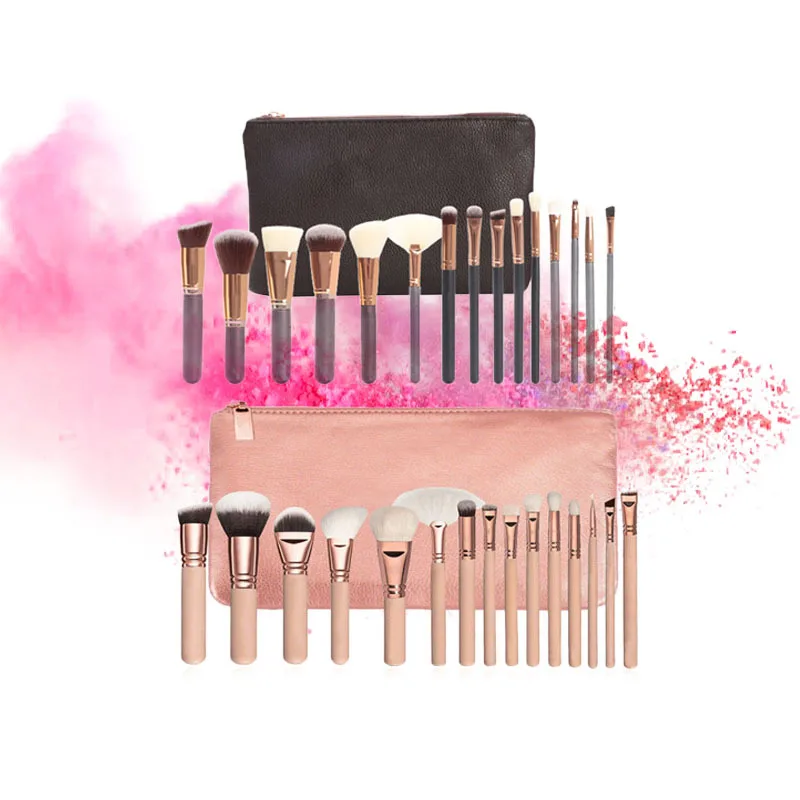 

Hot Sales Zo15 Branch Makeup Brush Set Brown Pink PU Makeup Bag Beauty Tool Kit
