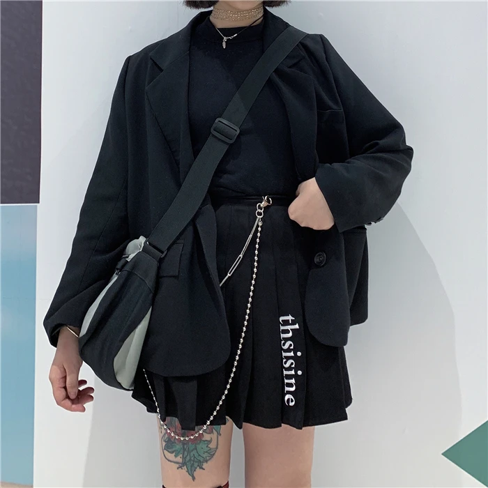 Neploe корейский Harajuku стиль письмо вышивка Студенческая плиссированная юбка милый с высокой талией тонкий миди осень дикий Falda Femme 46045