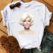 Мэрилин Монро Женская Футболка женская жевательная резинка принт Эстетическая одежда графическая Футболка женская