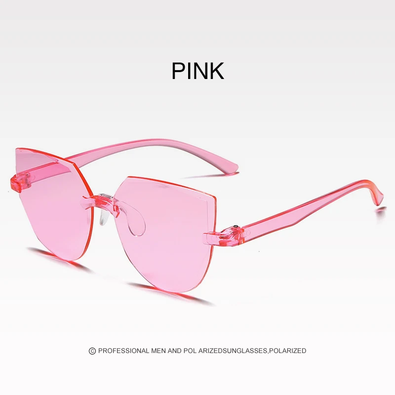 Frameless One-piece Jelly Transparent Sunglasses European and American Candy-colored Cat Eye Integrated Ocean Sunglasses large sunglasses Sunglasses