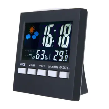 

New Digital Display Thermometer humidity clock Colorful LCD Alarm Calendar Weather Pop