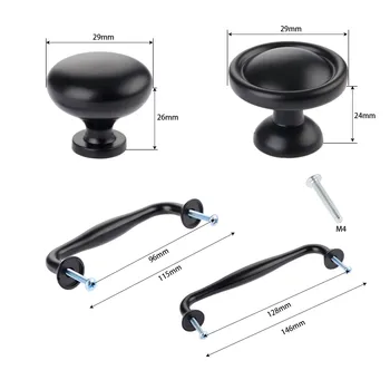 Knob European style Handle Black Kitchen Door Handles Cupboard Wardrobe Drawer Pull Cabinet Knob Furniture Hardware