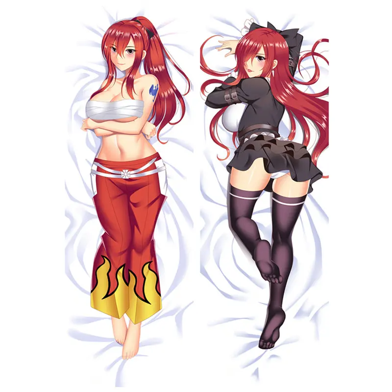 Anime FAIRY TAIL pillow Cover Erza Scarlet Dakimakura case Sexy girl 3D Double-sided Bedding Hugging Body pillowcase FL01 - Цвет: Peach skin