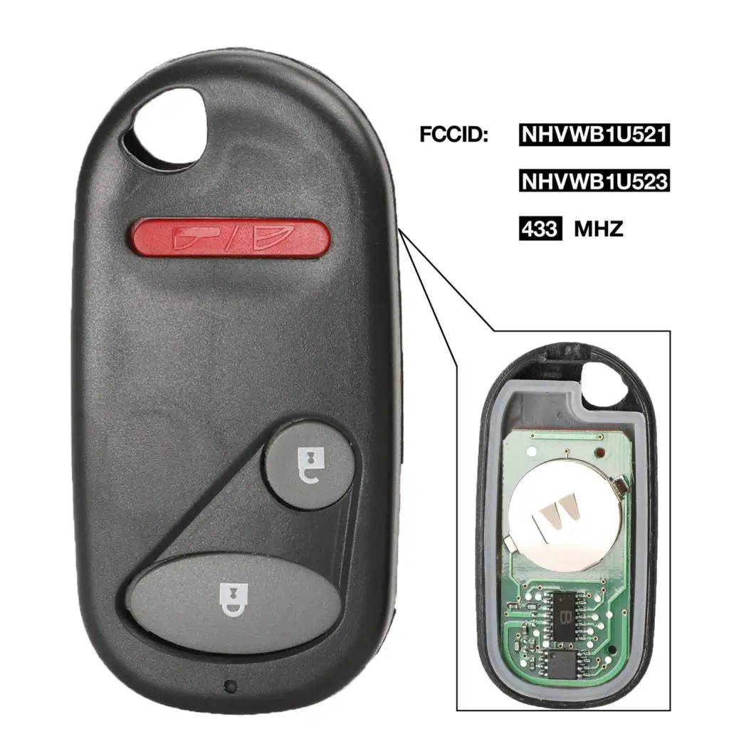 Kutery 2 + 1 кнопки дистанционный ключ для Honda NHVWB1U521 433 МГц Civic 2001 2005 NHVWB1U523 ключ|Ключ от