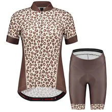 Nowa damska koszulka rowerowa Leopard z krótkim rękawem koszulka rowerowa odzież rowerowa zestawy Wear tanie tanio WaywardFox CN (pochodzenie) WOMEN 100 poliester Polyester Bezpośrednia sprzedaż z fabryki 80 poliestru i 20 materiału Lycra