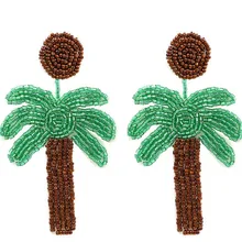 Креативные ручные пальмовые серьги в виде дерева, серьги-капли с бусинами для женщин и девушек, вечерние украшения для банкета, аксессуары