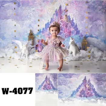 

Oil Painting Purple Castle Photography Backdrop Baby Newborn Portrait Photophone Backdrop Photocall Studio Background W-4077