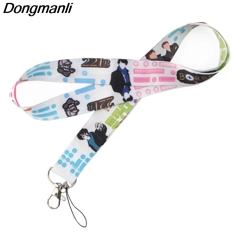 PC214 20 шт./лот Sherlock Lanyards ID бейдж держатель ID карты пропуск Мобильный телефон ремни бейдж держатель для ключей брелок