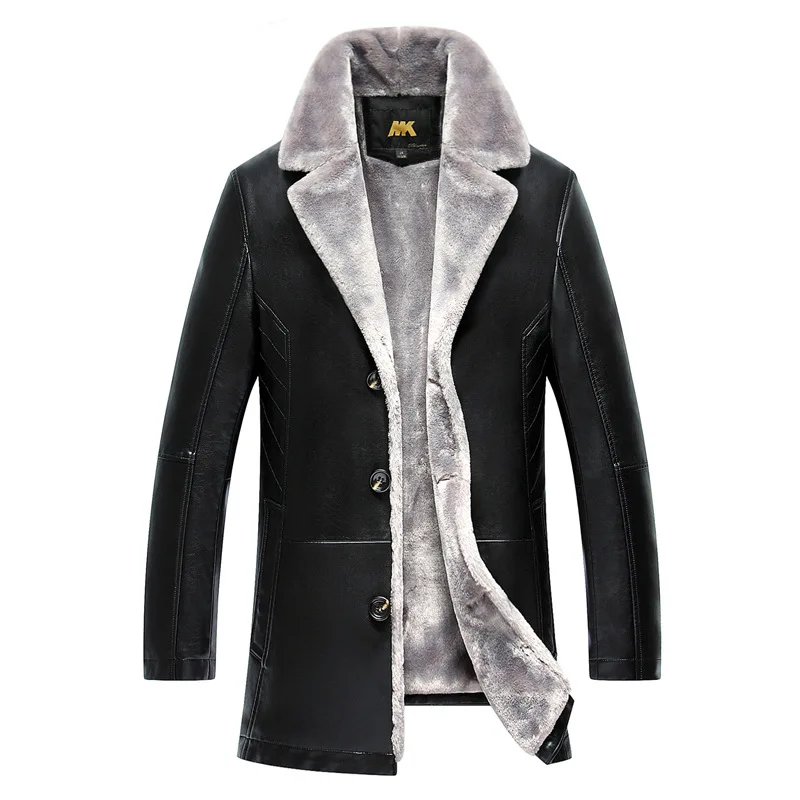 Мужская куртка из овечьей кожи, пальто с меховым воротником, мужские куртки, длинное плюшевое толстое пальто, зимняя мужская куртка, сохраняющая тепло, мужское пальто, размер M-6XL