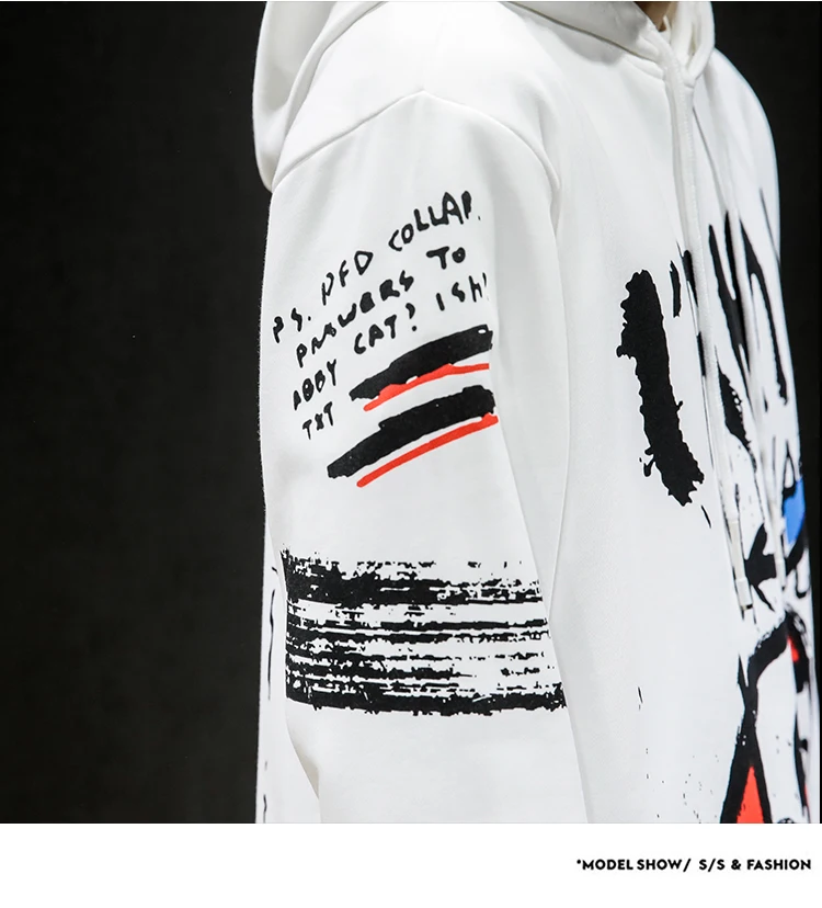 Дропшиппинг осень Японская уличная Свободная Толстовка Топы повседневный мужской пуловер мужские хип-хоп граффити с капюшоном хлопок Толстовка