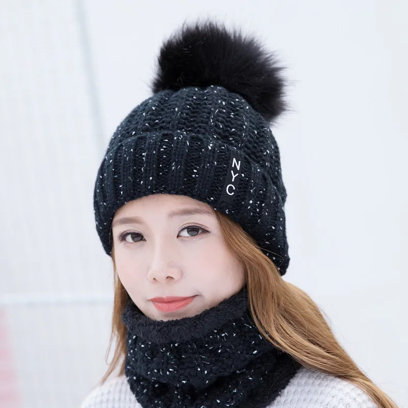 Hat female Korean tide autumn and winter fashion warm knitted wool hat winter hat female cute winter