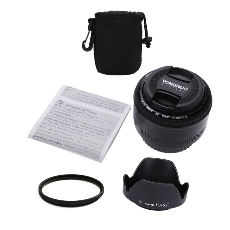 Объектив YONGNUO YN 50 мм F1.8 с большой диафрагмой и автофокусом для Canon EF EOS Camer + сумка
