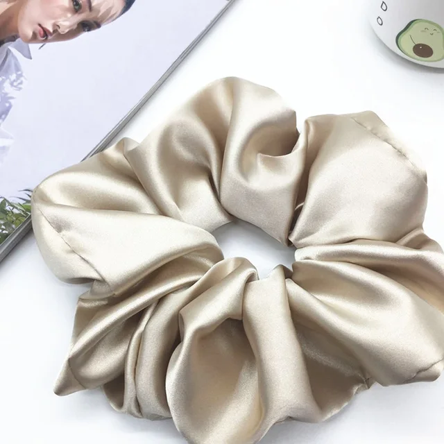 Oversized Hair Scrunchies For Women Solid Satin Silk Scrunchie Hair Rubber Bands Elastic Hair Ties Accessories Ponytail Holder C4