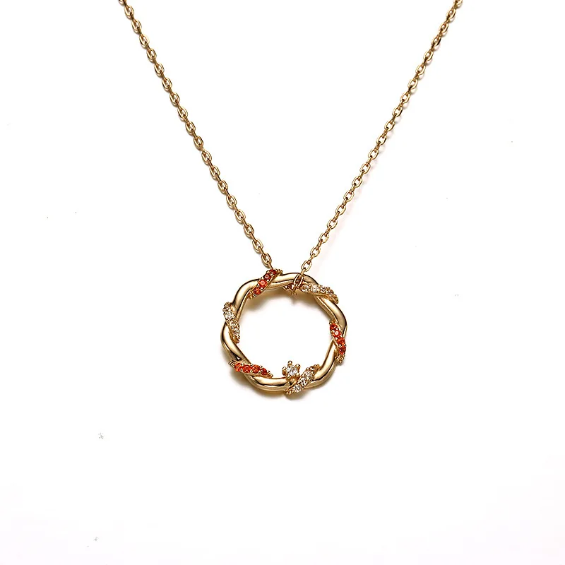 

S925 Fine Silver Gold Plated Diamond Set Stereo Carving Winding Necklace Deconstructable Women's Fashion Elegant Necklace Sweate