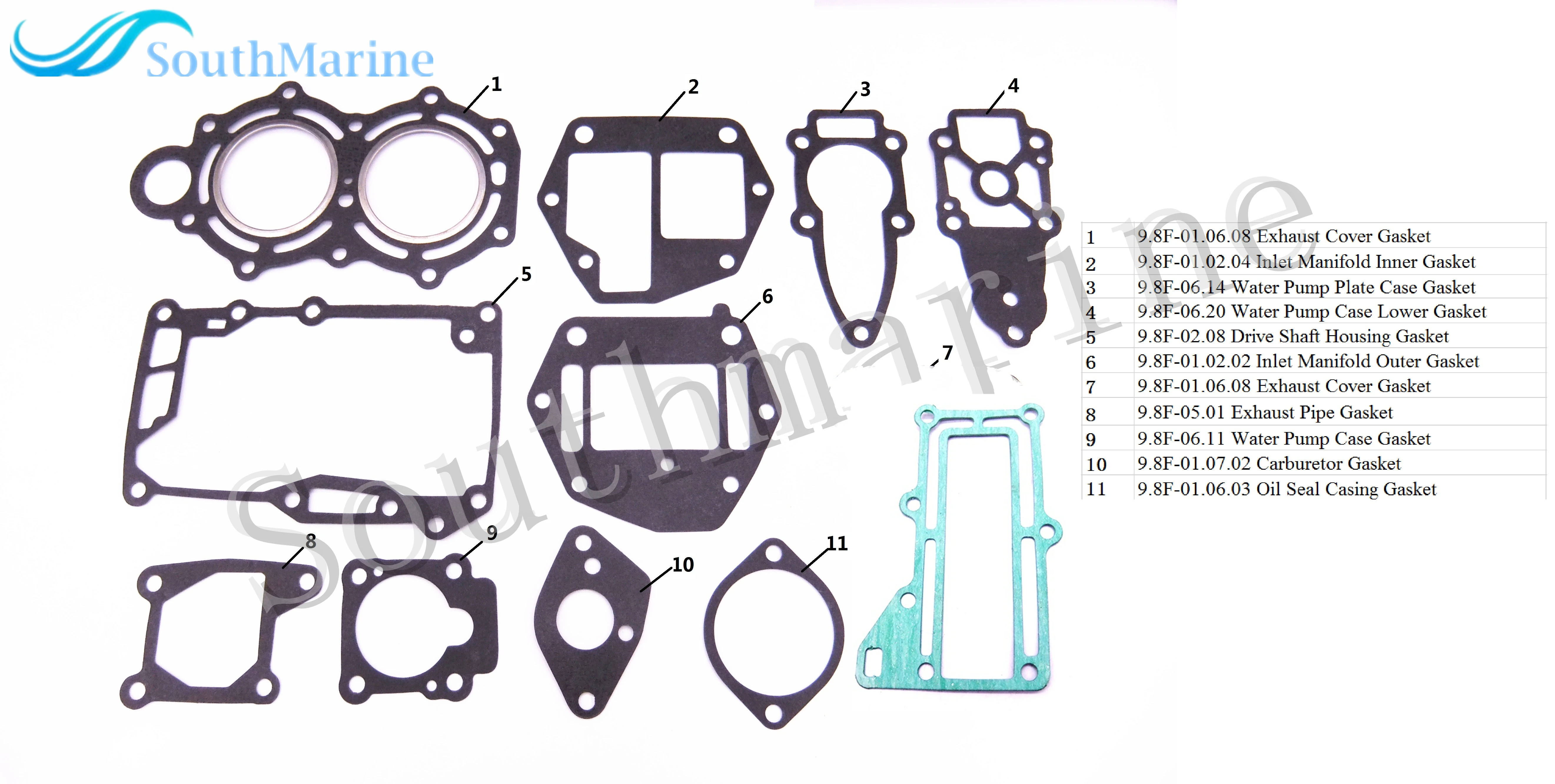 Boat Motor 27-883274A01 883274A02 8M0146270 8M0146271 Complete Cylinder Power Head Gasket Set Kit for Mercury 6HP 8HP 9.8HP