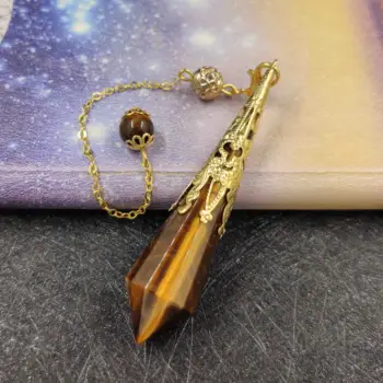 

Fashion Natural tiger-eye healing crystals Pendulum quartz crystal pendant necklace Dowsing Reiki Chakra Pendulum jewelry