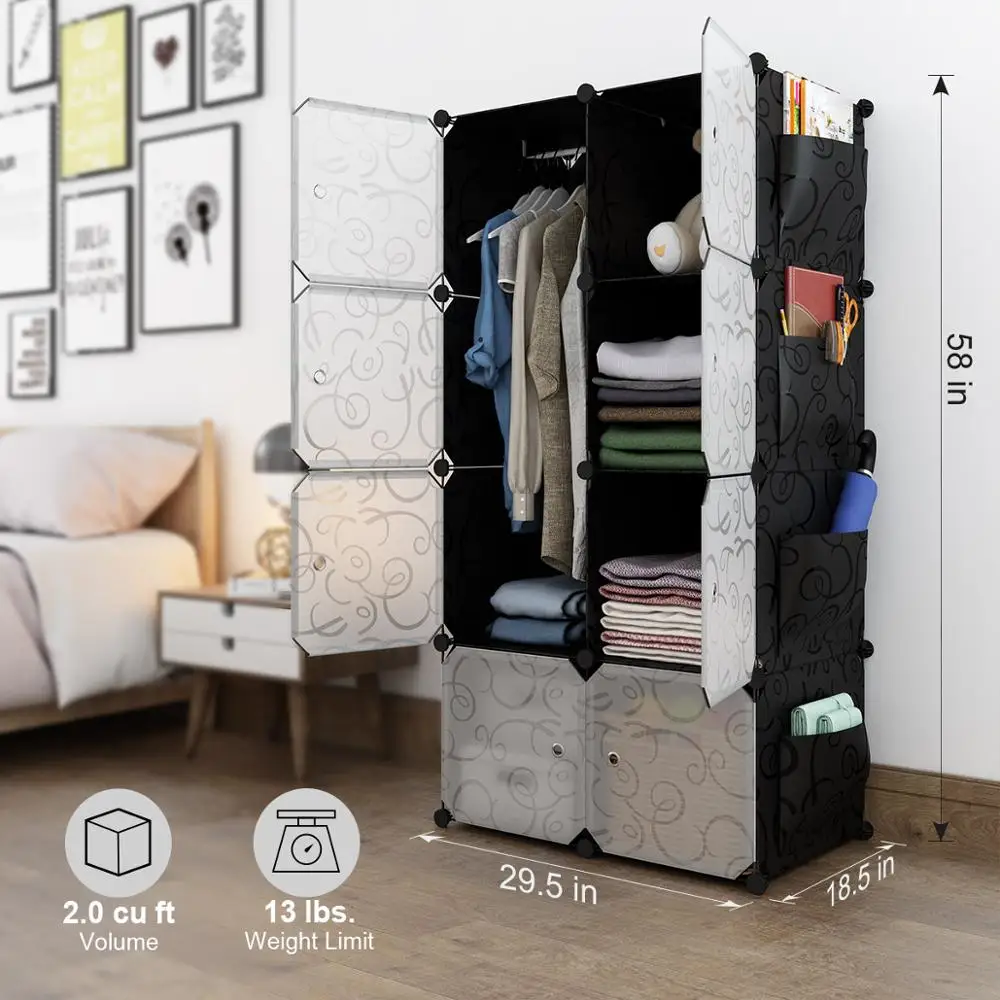 LANGRIA 8 Cube Non-woven Cloth Modular Wardrobe Extra Capacity available Multiuse Closet Storage Embossing Doors Home Furniture LANGRIA 8 Cube Non-woven Cloth Modular Wardrobe Extra Capacity available Multiuse Closet Storage Embossing Doors Home Furniture