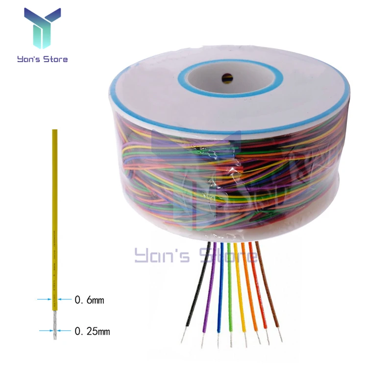 30AWG wire cable 250M 8 color PCB soldering fly line 0.55mm breadboard jumper colored insulation wrap tinned pure copper