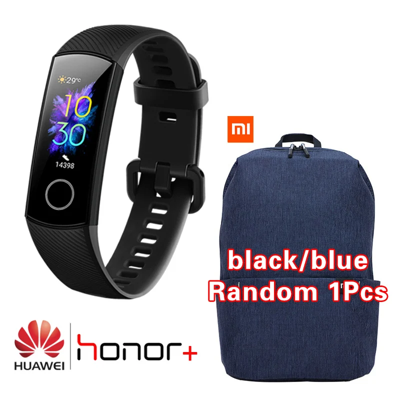 CN-black-bag Умный Браслет huawei Honor Band 5 AMOLED, цветной, 0,95 дюймов, сенсорный экран, 50 м, профессиональный, водонепроницаемый, для обнаружения пульса - Цвет: CN-black-bag