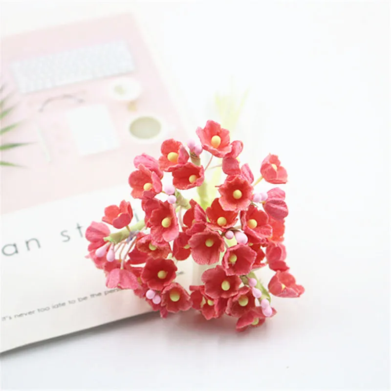8 шт искусственный мини бумажный цветок букет из роз для свадьбы украшение дома цветок Скрапбукинг DIY цветок дешевый поддельный цветок