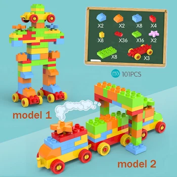 

Big Size Particle Roof Blocks Compatible LegoINGlys Duploed Train robot Building Blocks Brick Toys For Children