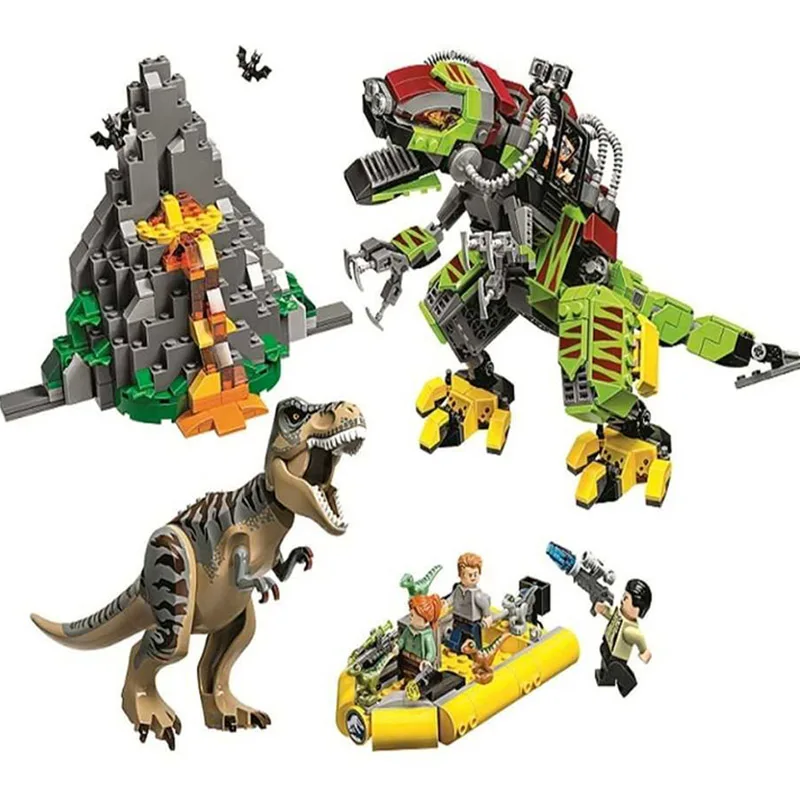 

In stock 11337 Jurassic Dinosaur Movie series T. rex vs Dino-Mech Battle Building Blocks Bricks Toys Christmas gift