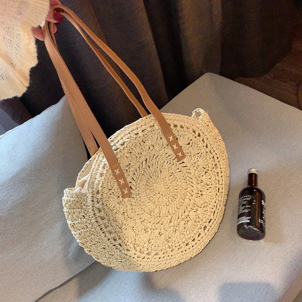 Женские круглые соломенные сумки плетеная Сумка из ротанга ручной работы тканая пляжная сумка через плечо круглая Богемская Сумочка БАЛИЙСКАЯ Bolsa Feminina# T3G