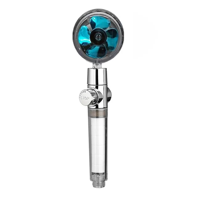 Propeller Shower Head High Pressure Set 360 Rotate With1 Free Water Filter Golden Fan Turbocharge Pure Rainfall Helix Eco Shower Blue