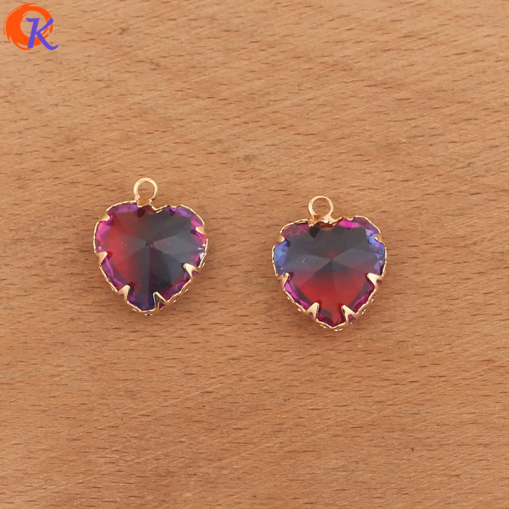 Royal Blue Hot Pink Сердечный Дизайн 50 шт 12*15 мм ювелирные аксессуары/Подвески Ювелирные изделия/кристалл кулон/сердце форма/diy части/ручная работа/застежки для сережек - Цвет: Royal Blue Hot Pink
