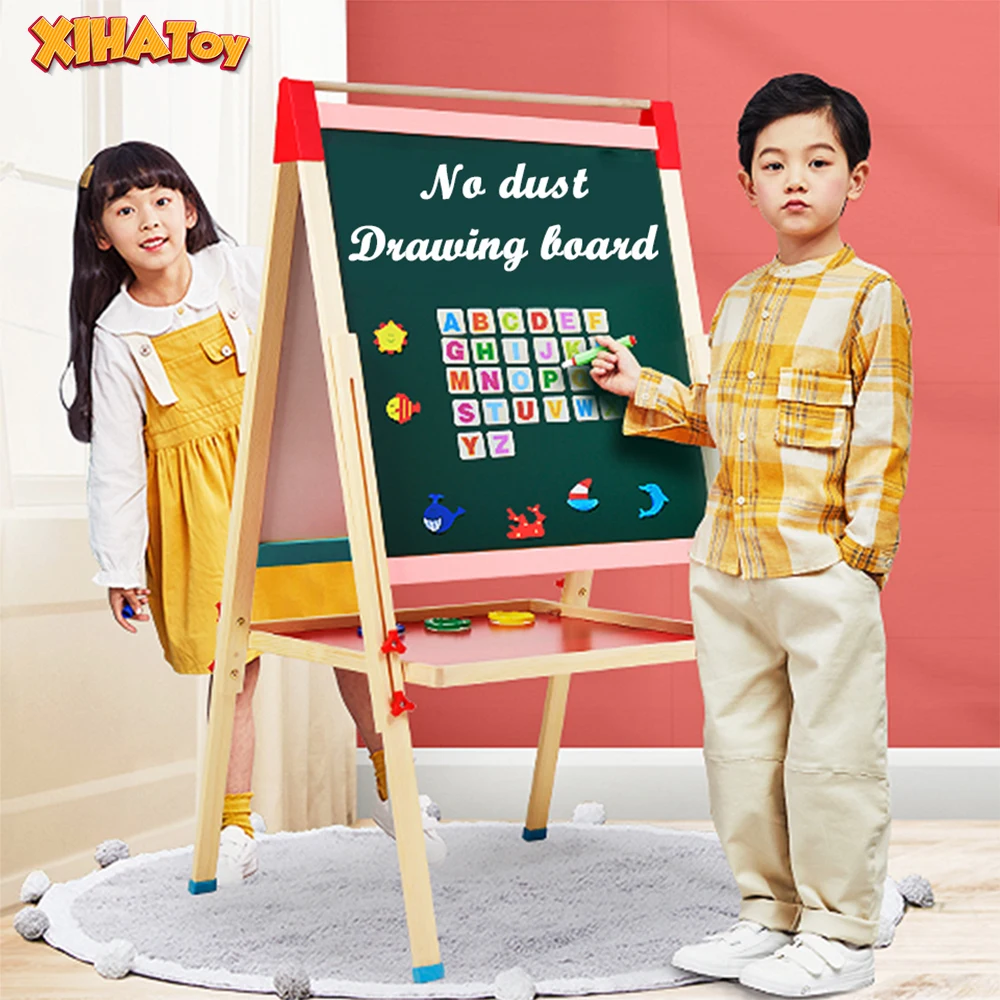 

XIHAToy Children's Writing Board Double-sided Storage Easel Study Magnetic Drawing Blackboard Bracket Type Household Whiteboard