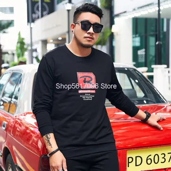 

Super Brand Big Size Men's Wear Autumn Printing Round Neck Long Sleeve Sweater Plus Fat Plus Loose Sweater