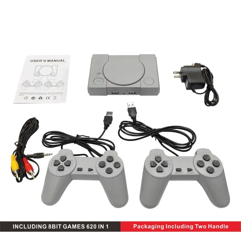 PS1Mini 620 Ретро видеоигры консоль двойные плееры 8 бит Поддержка AV Out семейный ТВ Ретро игры контроллер