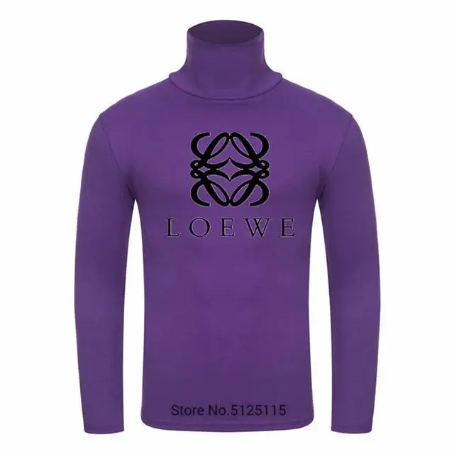 Purple-Black Новинка, осенний и зимний мужской свитер, Мужская водолазка с логотипом Loewe, Повседневный свитер, Мужской приталенный брендовый вязаный пуловер - Цвет: Purple-Black