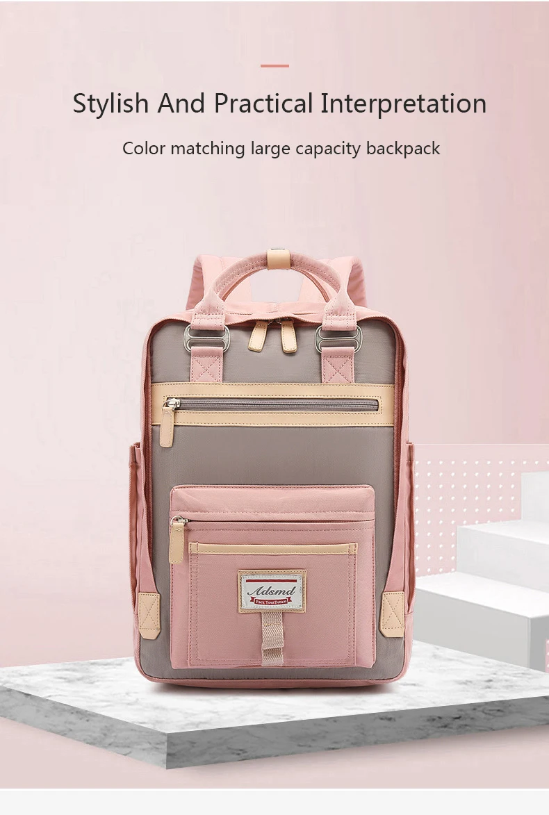 New Trend Women Large Capacity Backpack Canvas Rucksack College School Bag 14'' Laptop Backpack Lightweight Travel Daypack