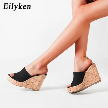 

Eilyken Summer Women's Slippers Wedges Platform High Heels Sandals Comfortable Open Toed Non-Slip Roman Leisure Female Shoes