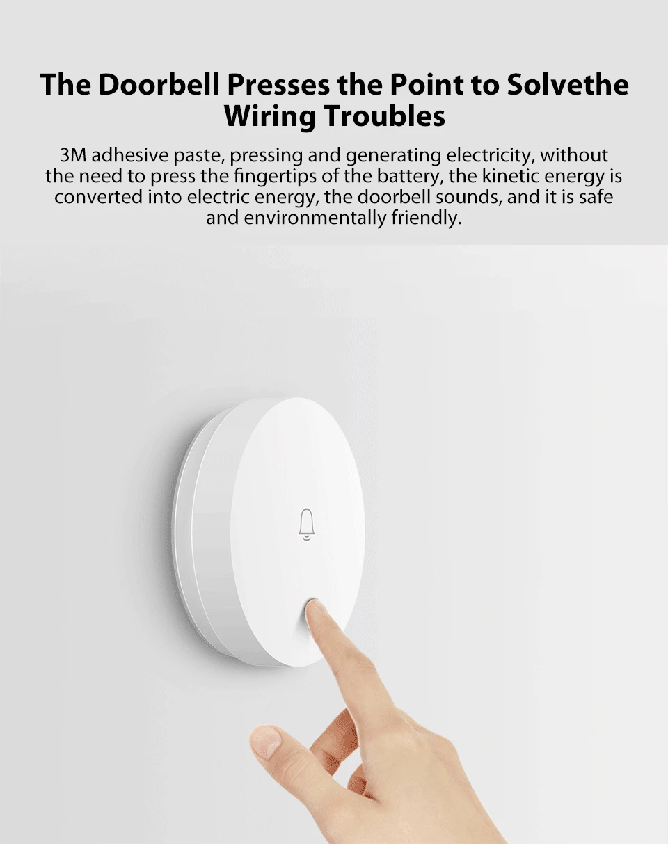 Xiaomi Mijia Linptech WIFI Self-power-generating Wireless Doorbell Work with Mijia APP Smart Control Memory Function AC 110-240V (5)