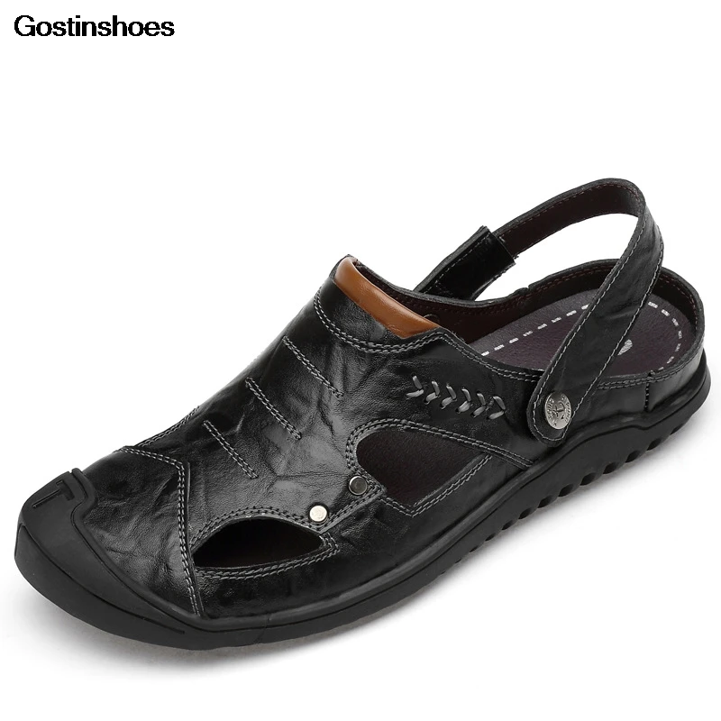 

Sandal Men Cow Leather Sandales Large Size Closed Toe Casual Man Shoes Mens Sandals Summer