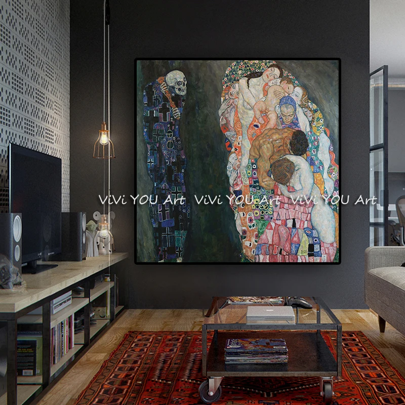 

Big szie handmade Canvas Painting Home Decor by Gustav Klimt Painting Modern Oil Painting Quardro Wall Pictures For Living Room