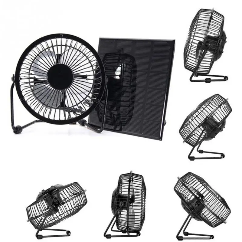 

Solar Panel Powered Fan with USB Port,3W 6V Mini Solar Panel Ventilation Cooling Fan 4-inch Power Bank Fan