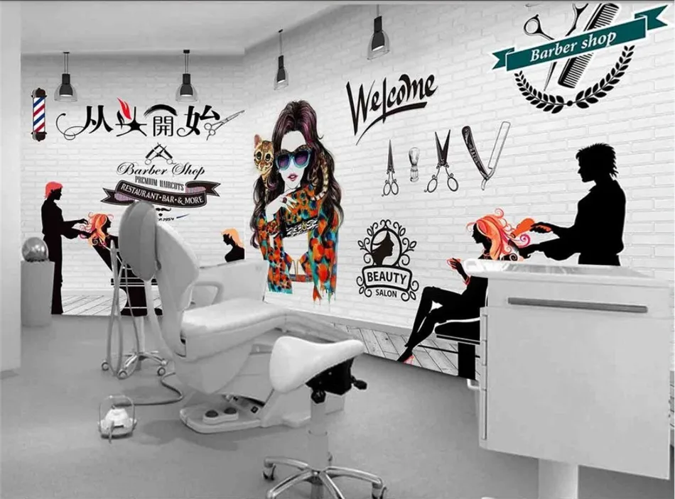 Персонализированные пользовательские волосы дизайн центр Парикмахерская обои 3D салон красоты Парикмахерская фон Декор настенная бумага 3D