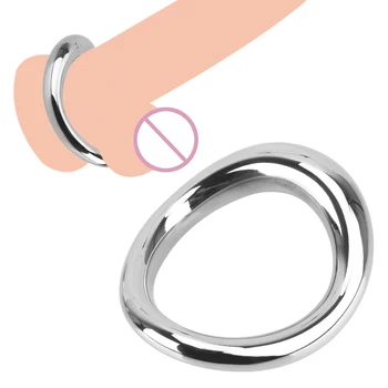 Stainless Steel Metal Scrotum Stretcher Penis Bondage Lock Delay Ejaculation Cock Ring Erotic Sex Toys for Men 3