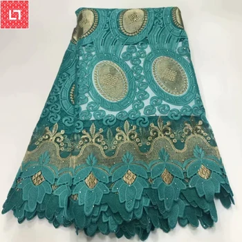 

Tulle lace fabric African Laces Embroidered Nigerian Laces Fabric High Quality Dubai French Mesh Lace Fabric 5 Yards Green