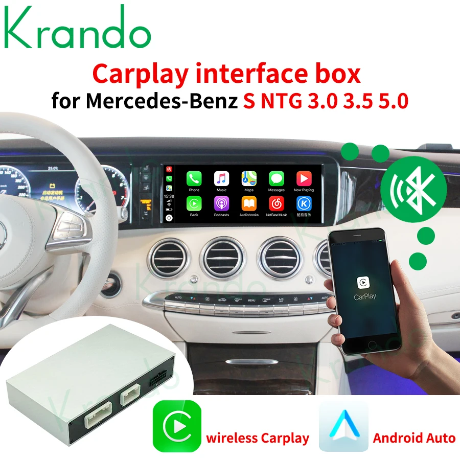 Беспроводной автобокс Krando Apple Carplay Android для Mercedes-Benz S W221 W216 CL 2005-2013 NTG 3 0