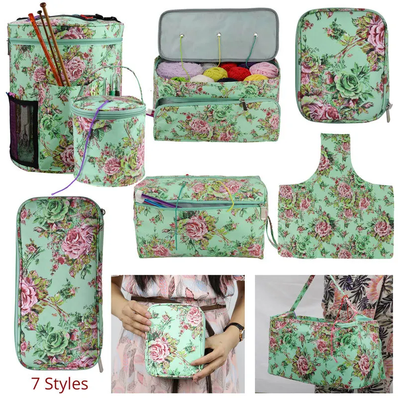 Looen 7 Styles Empty Yarn Storage Bag Set For Crochet Hook And Knitting Needles Crochet Bag Sewing Accessories Knitting Bag (1)