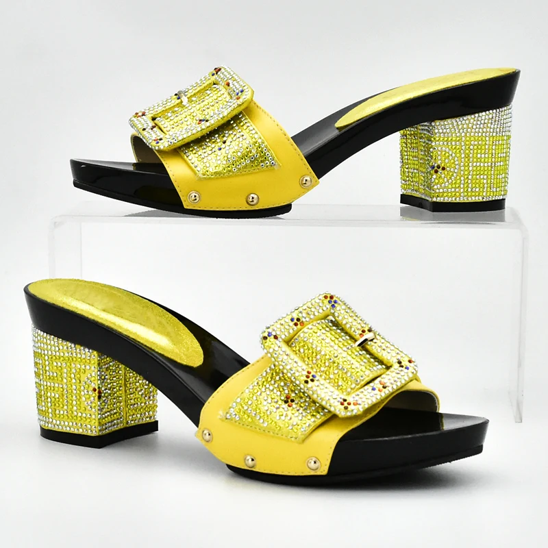 Новинка желтые женские итальянские фотообои украшенные Стразы Стразы|shoe and bag
